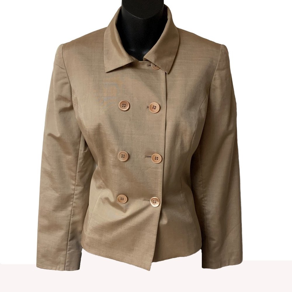 PIAZZA‎ SEMPIONE Tan Wool Silk Blend Buttoned Blazer